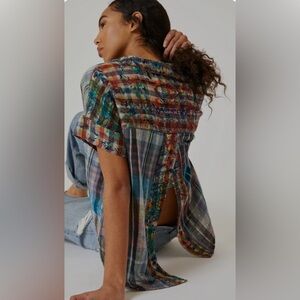 Pilcro split back flannel tee- worn once. Super soft!